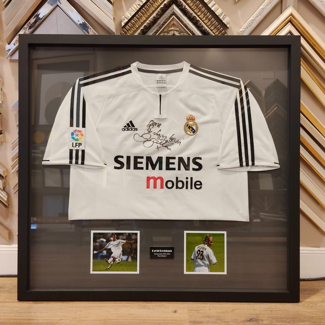 Camiseta firmada por David Beckham Enmarcación para camiseta de David Beckham