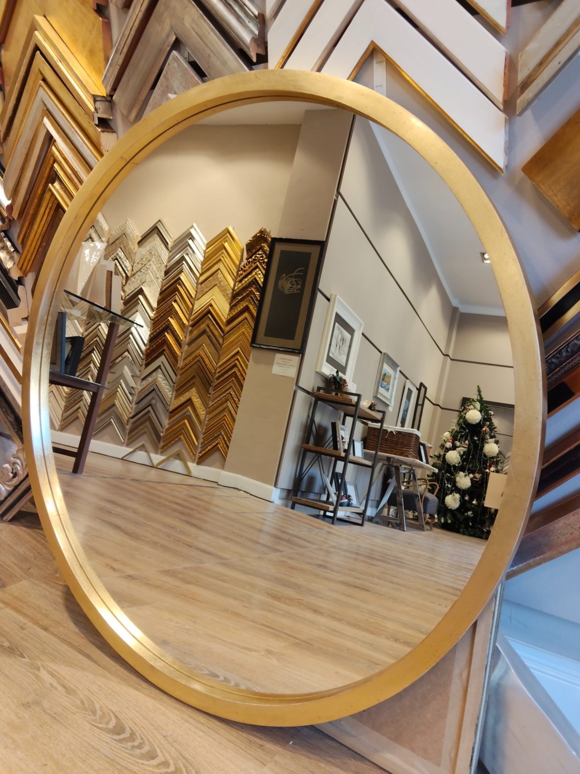 Espejo 120 cm redondo dorado Espejo 120 cm redondo dorado